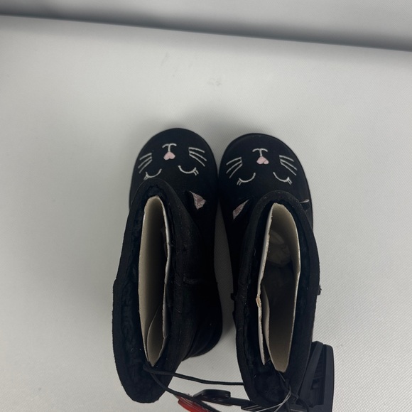 Wonder Nation Black Cat Kids pull on Boots with faux fur lining NWT 10 & 8 - Picture 4 of 6